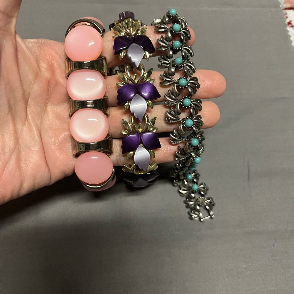 Bundle 3 items - Vintage Pink, Purple, and Silver Women's Bracelet Set